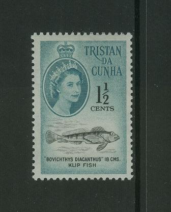 TRISTAN DE CUNHA 1961 1 1/2c KLIP FISH MLH