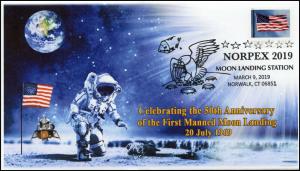 19-042, 2019, Moon Landing, Pictorial  Postmark, Event Cover,  Norpex, 50th Anni