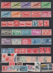 US, C25-C31, C32-C76, MNH, VF, 1940'S-1960'S AIRMAIL COLLECTION MINT NH, OG