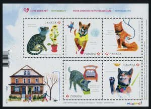 Canada 2829 MNH Animals, Love your Pet, Cat, Dog, Flowers