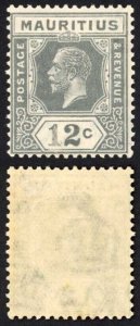 Mauritius SG231 12c Grey Die 2 Type A 1 Plate damage (looks Albino) M/M