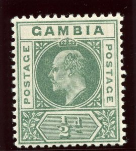 Gambia 1902 KEVII ½d green MLH. SG 45. Sc 28.
