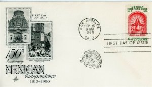 US Stamp #1157 Mexican Independence 4c - First Day Cover - Los Angeles Cancel