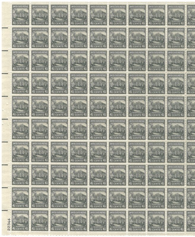 #809 – 1938 4 1/2c Franklin – Presidential Series – MNH OG Sheet