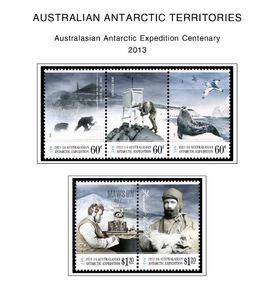 COLOR PRINTED AUSTRALIAN ANTARCTIC 1957-2020 STAMP ALBUM PAGES (44 illus. pages)