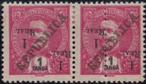 Portuguese India SC 261a Var LH Pair Inverted / One Stmp Not Perfed / Large A 