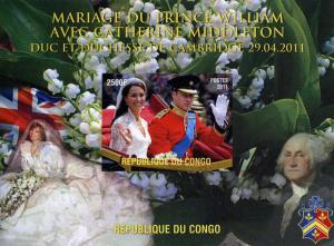 Congo 2011 Wedding Prince William & Kate s/s Imperforated mnh.vf