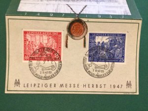 Germany Leipziger Messe 1947 souvenir stamps postal card  62412