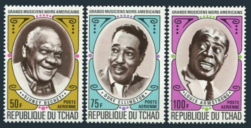 Chad C89-C91,MNH.Michel 408-410. Duke Ellington,Sid Bechet,Louis Armstrong,1971. 