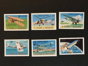 1979 St Thomas & Prince Islands Sc# 528-533, Mi592-597. History of Aviation,