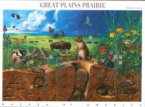 US Stamp - 2001 Great Plains Prairie - 10 Stamp Sheet #3506