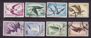 Turkey-Sc#C31-8- id9-used airmail set-Birds-1959-