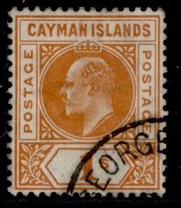 CAYMAN ISLANDS EDVII SG12, 1s orange, FINE USED. Cat £65.