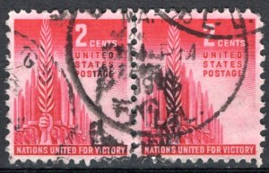 USA; 1943: Sc. # 907: Used Se-Tenant Cpl. Set