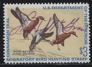 Scott # RW38 Lot D323 $3.00 Duck Hunting Stamp Used