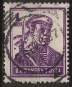 Romania 1030 (postally used) 1L sailor, purple (1955)