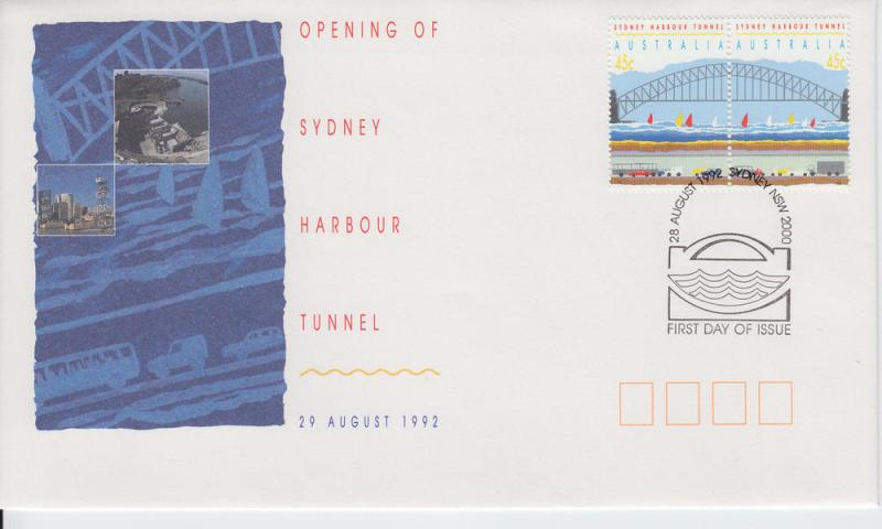 1992 Australia Sydney Harbour Tunnel Pair (Scott 1296) FDC 