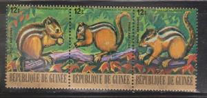 GUINEA - Scott # C141 - Palm Squirrell Strip Of Three