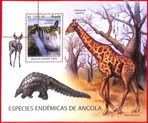 A1561 - ANGOLA - ERROR: MISSPERF  SHEET - 2019  Animals: giraffes PANGOLIN birds