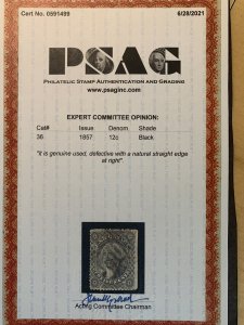 US Scott #36 with PSAG Cert