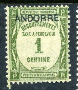 Andorra 1901 French 1¢  Postage Due SG# FD32 Mint O413