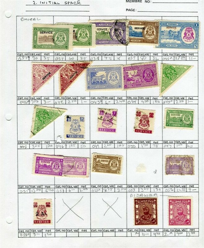 INDIAN STATES; BHOPAL early 1900s mixed mint and used range on page