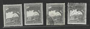 PALESTINE 1936 10 MILS FROM COILS 1 MINT 2 USED & ONE NORMAL S.G. 97A