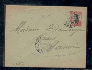 FRENCH INDOCHINA  COVER (P1805B) 1910   10C PSE TONKIN TO HAIPHONG 