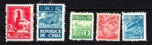Cuba Year 1947 Scott  #418-422 Mint Lightly Hinged