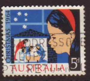 Australia 1964 Sc#384, SG#372, 5d Blue Christmas Nativity USED-Good