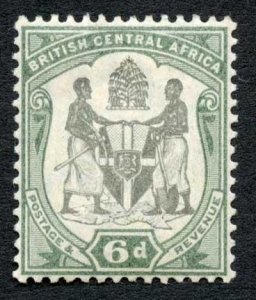 Nyasaland 1897-1900 6d black and green wmk Crown CA SG46 VFM cat 60 pounds 