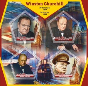 Stamps. Famous people.  Winston Churchill 2018 1+1 sheets perforated