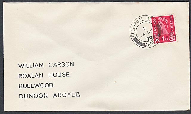 GB SCOTLAND 1970 cover CULLIPOOL / OBAN ARGYLL cds..........................K636