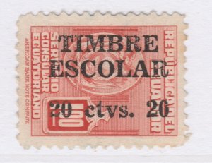 America Latina EQUATOR ECUADOR Postal Tax 1951 20c on 1s Used A27P32F24033-
