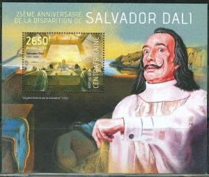 CENTRAL AFRICA  25th MEMORIAL ANNIVERSARY OF SALVADOR DALI  SOUVENIR SHEET