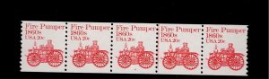 US Scott #1908, Plate #4 Coil of 5 1981 Fire Pumper 20c VF MNH