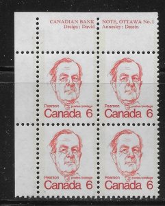 Canada 591 Lester B. Pearson Plate Block MNH