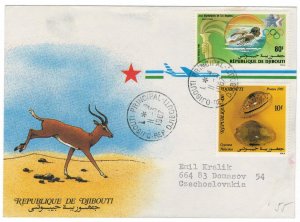 Djibouti 1987 Cover Stamps Scott C202+603 Sport Olympic Games Shells