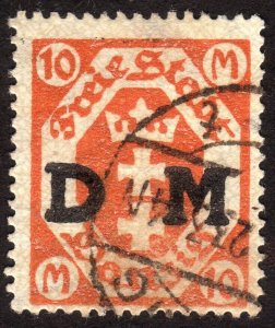 1923, Danzig, 10Mk, Used, Sc O32, Mi D31Y