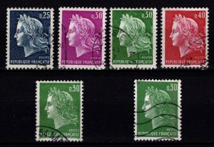 France 1967-69 Republique def., Set incl. 30c typography + phosphor [Used]