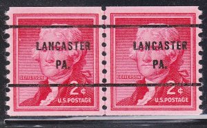 Precancel - Lancaster, PA PSS 1055-61 Coil Line Pair - No Gum