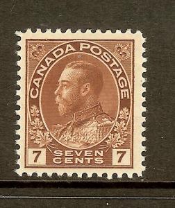Canada, Scott #114, 7c King George V, F-VF Centering, MH