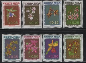 Costa Rica C443 - C450 (8) set  Hinged ,1967 Orchids Of Nature