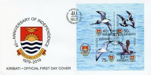 Kiribati 2019 FDC Independence 40th 4v M/S Cover Petrels Shearwater Birds Stamps