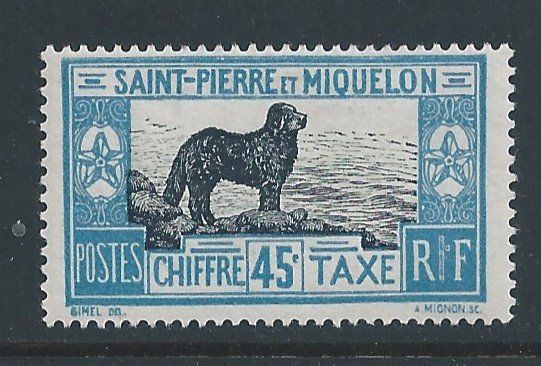 St. Pierre & Miquelon #J26 MH 45c Newfoundland Dog Postage Due