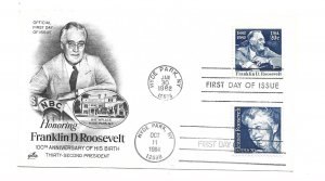 2105 Eleanor Roosevelt, ArtCraft dual cancel with #1950 FDR FDC