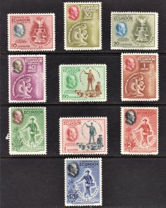 Ecuador Scott 509-13, C193-97 complete set F to VF mint OG.  FREE...