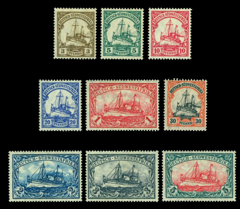 German Colonies -SOUTH WEST AFRICA 1906-19 Kaiser's YACHT set Sc# 26-34 mint MH