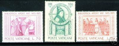 VATICAN Scott 582-4 MNH** 1975 Apostolic Library Set CV$1