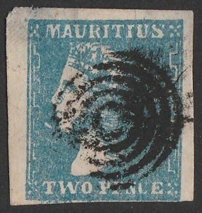 MAURITIUS 1859 QV Dardenne 2d blue. SG 43acat £1100.